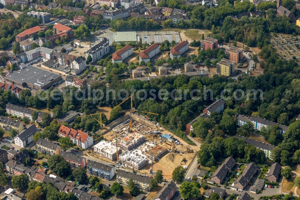 Aerial photograph Herne - Construction site to build a new multi-family residential complex Albert-Schweitzer-Carre on Fritz-Reuter-Strasse - Eichendorffstrasse in Herne in the state North Rhine-Westphalia, Germany