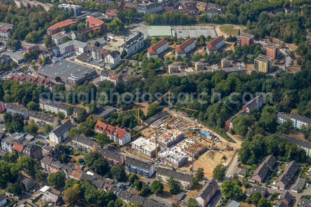 Herne from above - Construction site to build a new multi-family residential complex Albert-Schweitzer-Carre on Fritz-Reuter-Strasse - Eichendorffstrasse in Herne in the state North Rhine-Westphalia, Germany