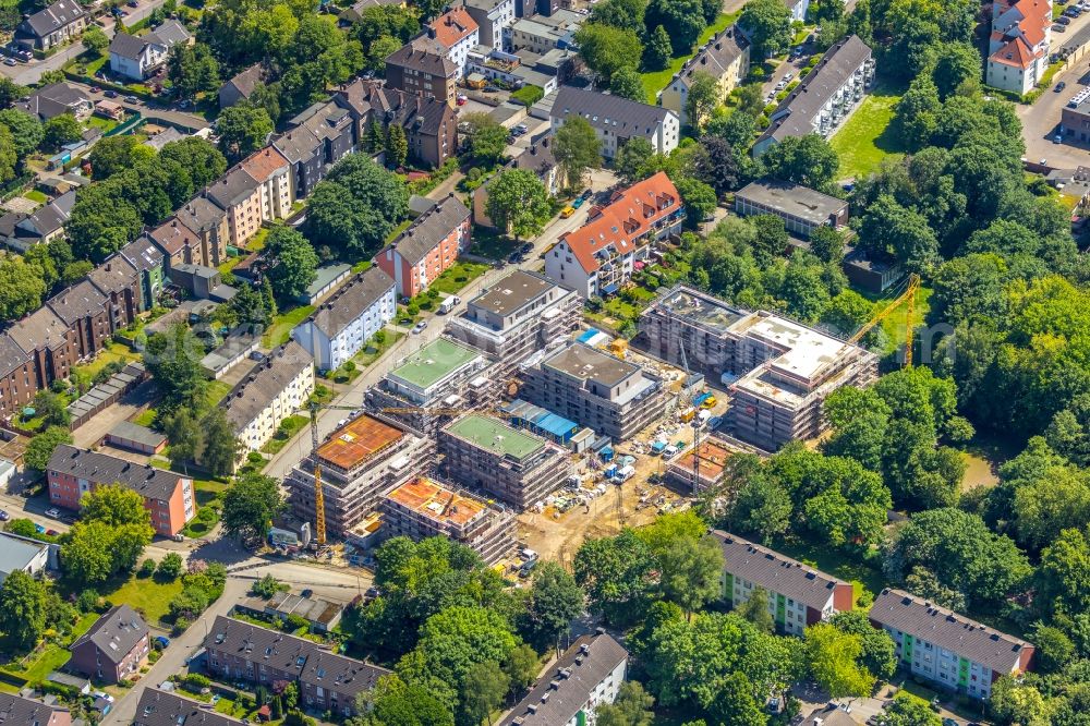 Herne from above - Construction site to build a new multi-family residential complex Albert-Schweitzer-Carre on Fritz-Reuter-Strasse - Eichendorffstrasse in Herne in the state North Rhine-Westphalia, Germany