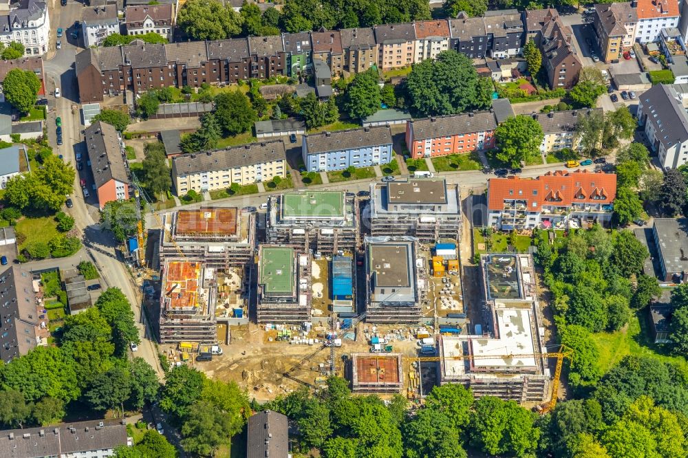 Aerial image Herne - Construction site to build a new multi-family residential complex Albert-Schweitzer-Carre on Fritz-Reuter-Strasse - Eichendorffstrasse in Herne in the state North Rhine-Westphalia, Germany