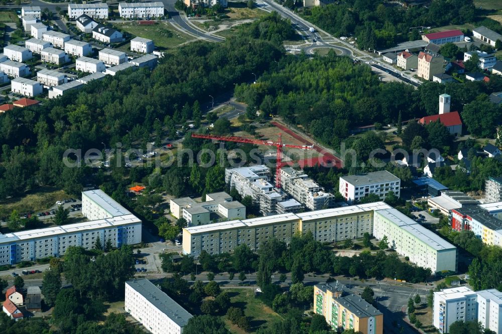 Aerial photograph Teltow - Construction site to build a new multi-family residential complex on Albert-Wiebach-Strasse in Teltow in the state Brandenburg, Germany