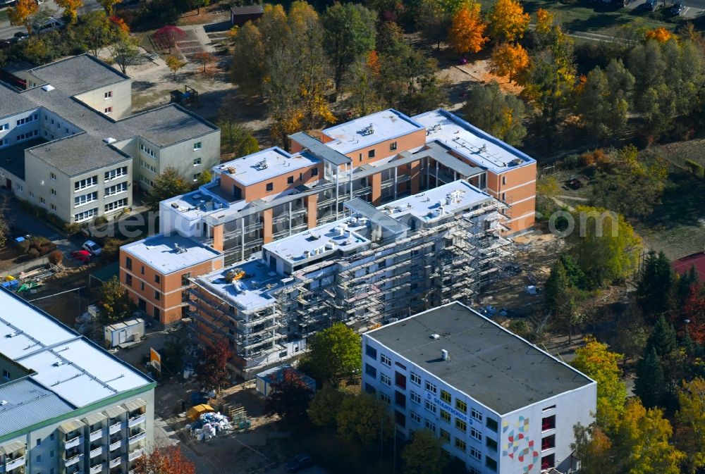 Aerial image Teltow - Construction site to build a new multi-family residential complex on Albert-Wiebach-Strasse in Teltow in the state Brandenburg, Germany