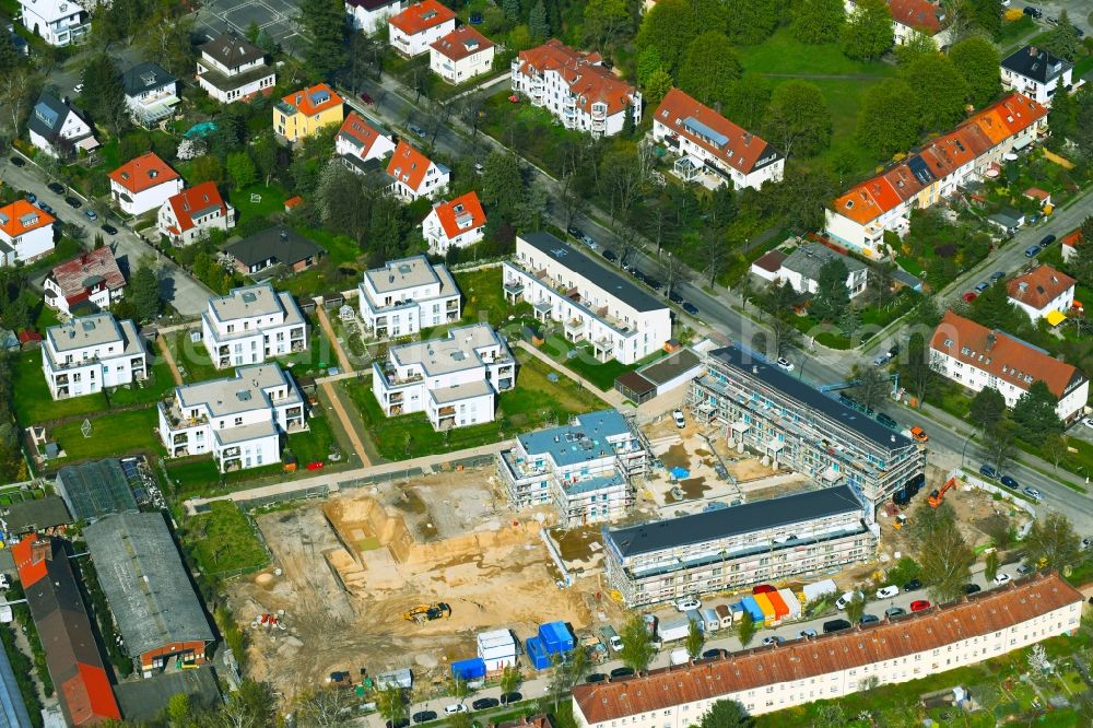 Berlin from the bird's eye view: Construction site to build a new multi-family residential complex ALTE GAeRTNEREI of PROJECT Immobilien Wohnen AG on Sundgauer Strasse corner Schlettstadter Strasse in Berlin, Germany