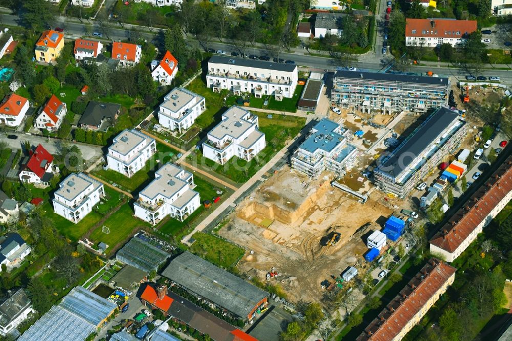 Aerial photograph Berlin - Construction site to build a new multi-family residential complex ALTE GAeRTNEREI of PROJECT Immobilien Wohnen AG on Sundgauer Strasse corner Schlettstadter Strasse in Berlin, Germany