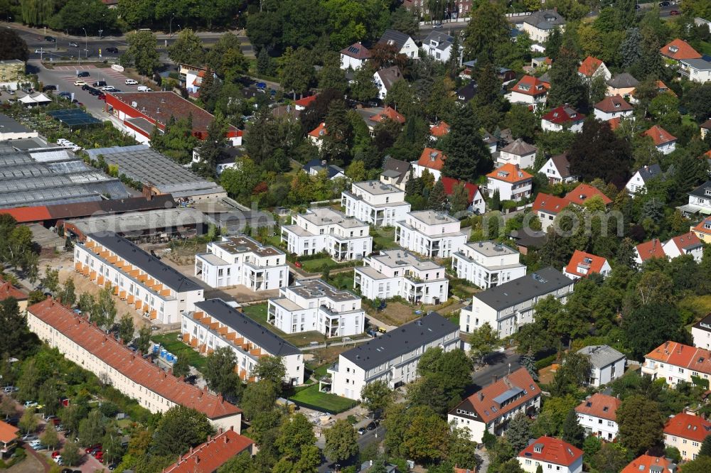 Aerial photograph Berlin - Construction site to build a new multi-family residential complex ALTE GAeRTNEREI of PROJECT Immobilien Wohnen AG on Sundgauer Strasse corner Schlettstadter Strasse in Berlin, Germany