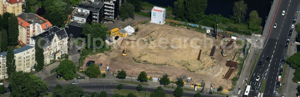 Berlin from the bird's eye view: Construction site to build a new multi-family residential complex Altonaer Strasse - Bachstrasse in Berlin