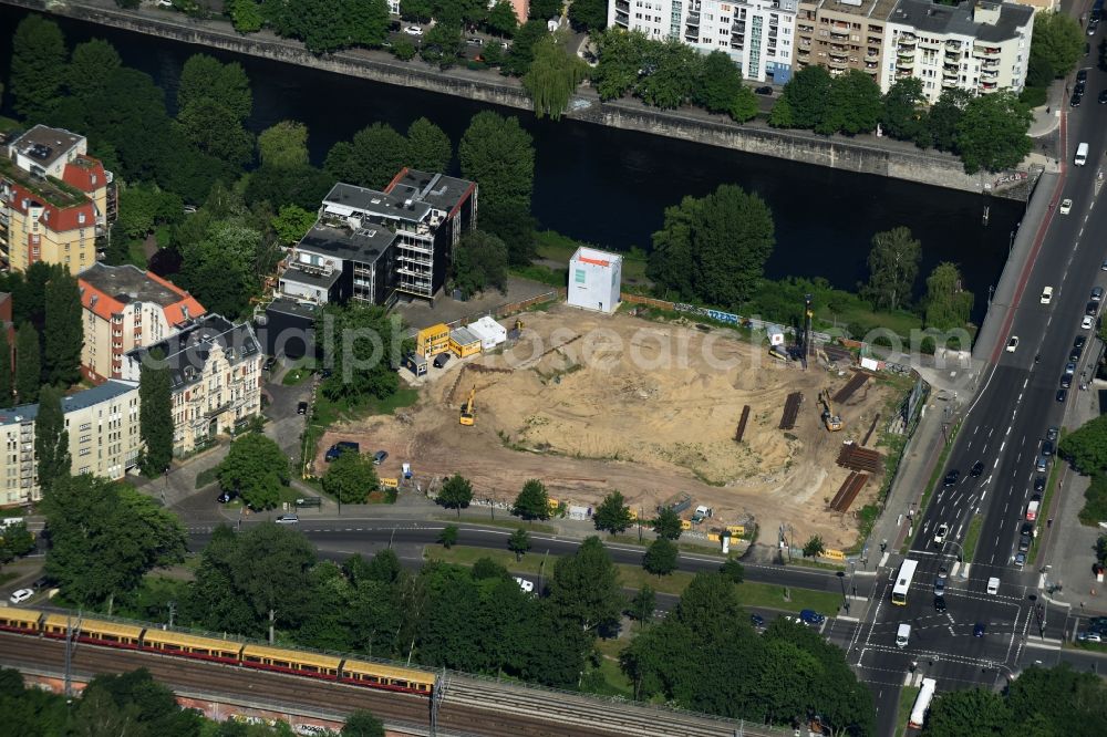 Aerial photograph Berlin - Construction site to build a new multi-family residential complex Altonaer Strasse - Bachstrasse in Berlin