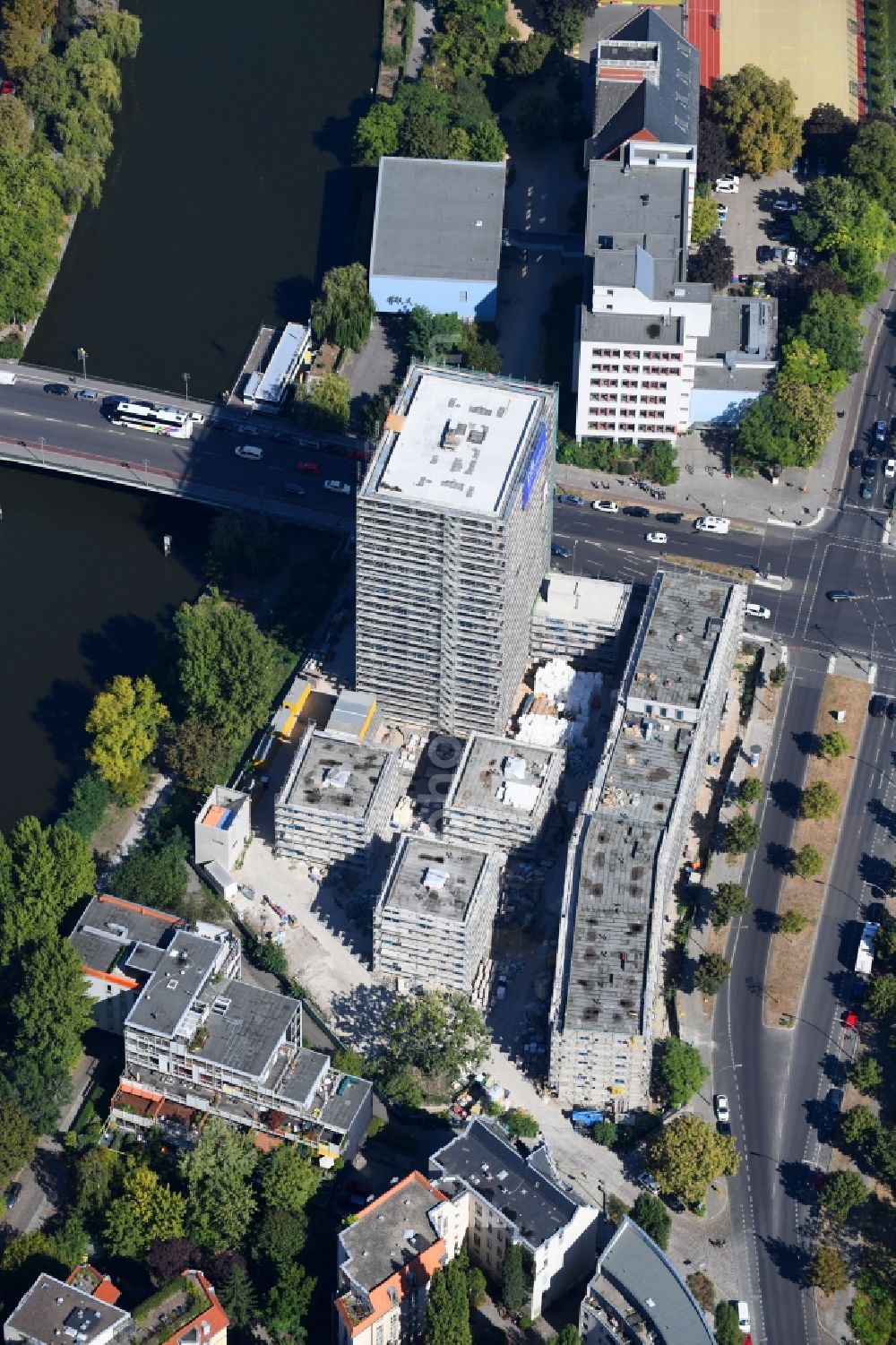 Berlin from above - Construction site to build a new multi-family residential complex Altonaer Strasse - Bachstrasse in Berlin