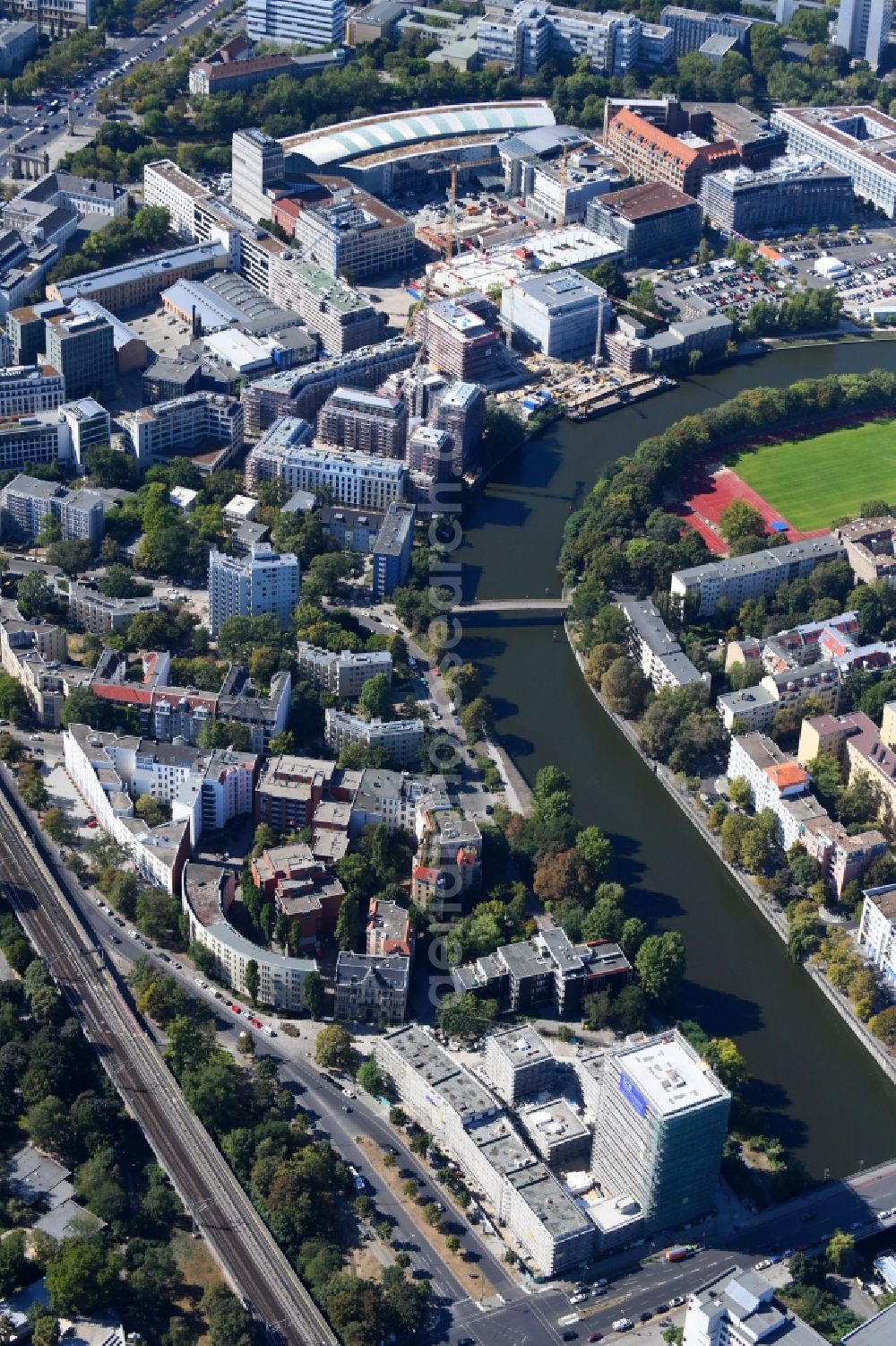 Berlin from above - Construction site to build a new multi-family residential complex Altonaer Strasse - Bachstrasse in Berlin