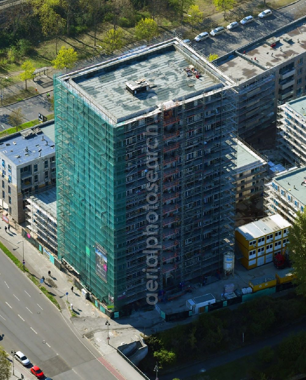 Berlin from above - Construction site to build a new multi-family residential complex Altonaer Strasse - Bachstrasse in Berlin