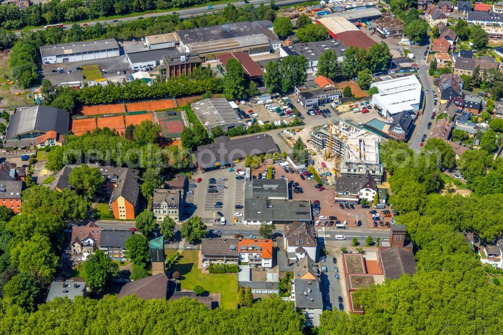 Herne from above - Construction site to build a new multi-family residential complex of Arbeiter-Samariter-Bunof Deutschland e.V. on Werderstrasse in Herne in the state North Rhine-Westphalia, Germany