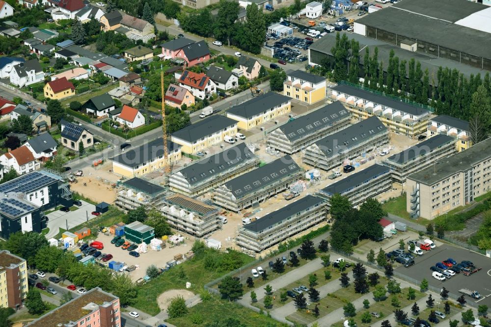 Berlin from above - Construction site to build a new multi-family residential complex dem Arendscarree a?? on Arendsweg in the district Lichtenberg in Berlin, Germany