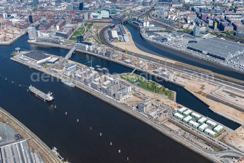 Aerial image Hamburg - Construction site to build a new multi-family residential complex on Baakenallee in the district HafenCity in Hamburg, Germany