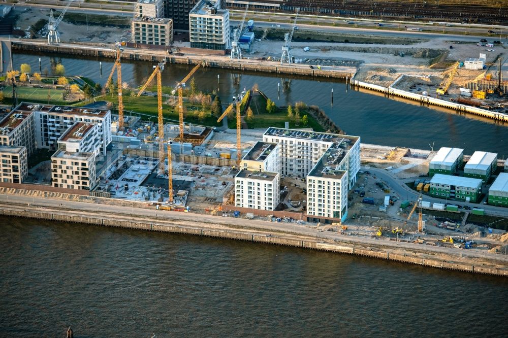 Aerial photograph Hamburg - Construction site to build a new multi-family residential complex on Baakenallee in the district HafenCity in Hamburg, Germany