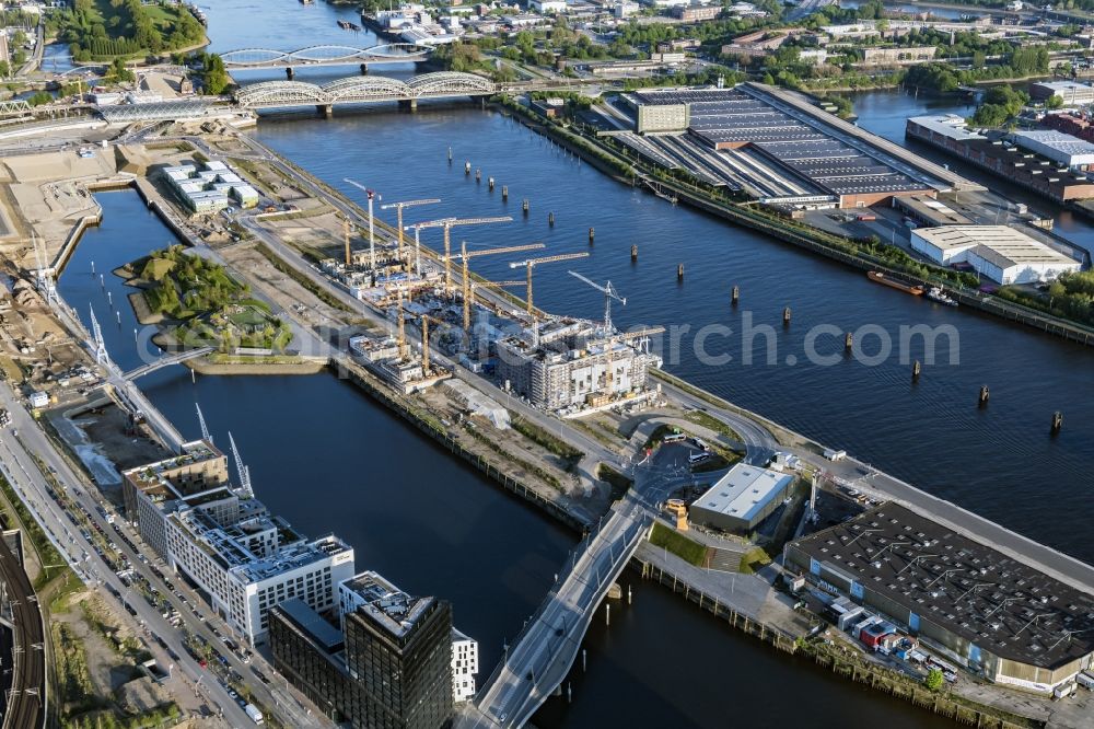 Aerial image Hamburg - Construction site to build a new multi-family residential complex Baakenhafen on Baakenallee in Hamburg, Germany