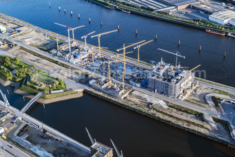 Hamburg from above - Construction site to build a new multi-family residential complex Baakenhafen on Baakenallee in Hamburg, Germany