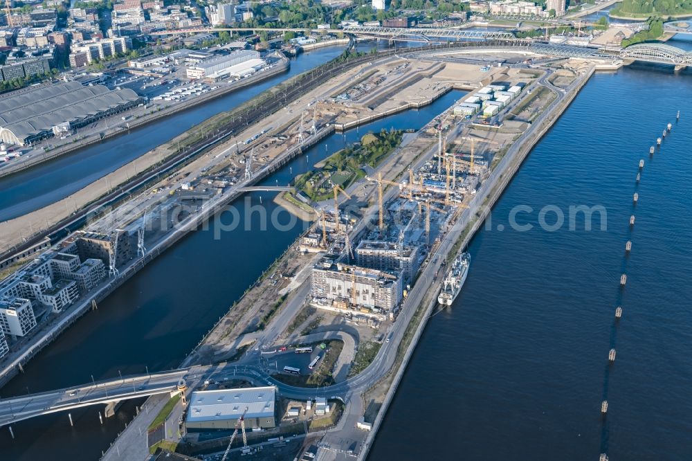 Aerial image Hamburg - Construction site to build a new multi-family residential complex Baakenhafen on Baakenallee in Hamburg, Germany