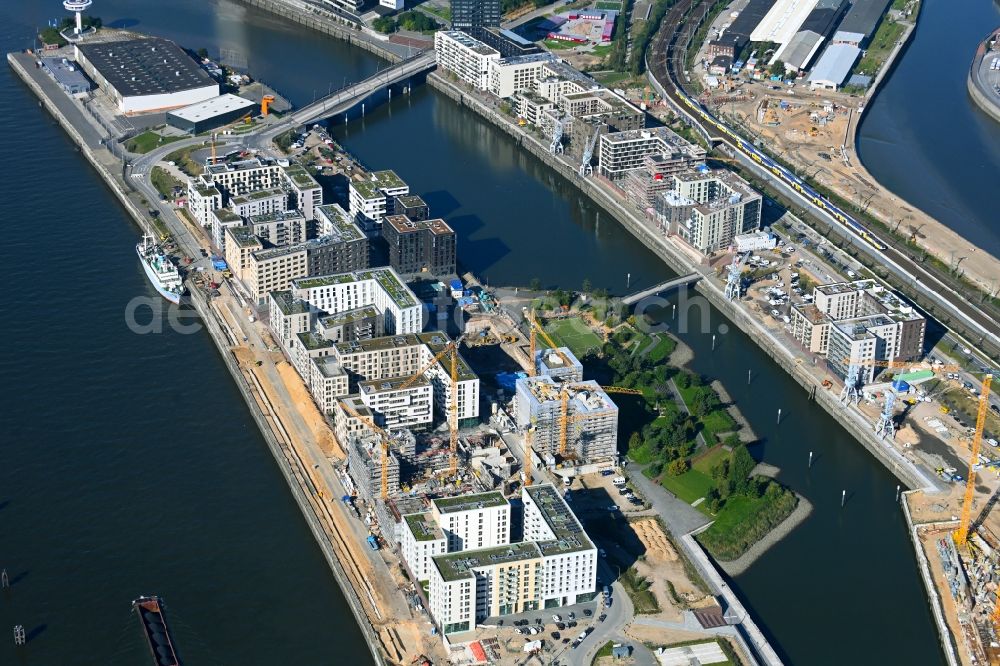 Aerial image Hamburg - Construction site to build a new multi-family residential complex on Baakenhafen Baufeld 99 along the Baakenallee in the district HafenCity in Hamburg, Germany