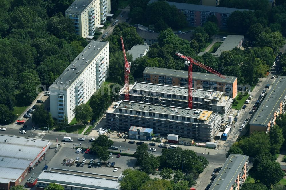 Aerial image Berlin - Construction site to build a new multi-family residential complex Balatonstrasse Ecke Volkradstrasse in the district Friedrichsfelde in Berlin