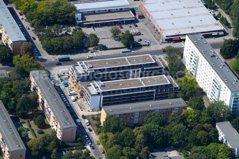 Aerial image Berlin - Construction site to build a new multi-family residential complex Balatonstrasse Ecke Volkradstrasse in the district Friedrichsfelde in Berlin