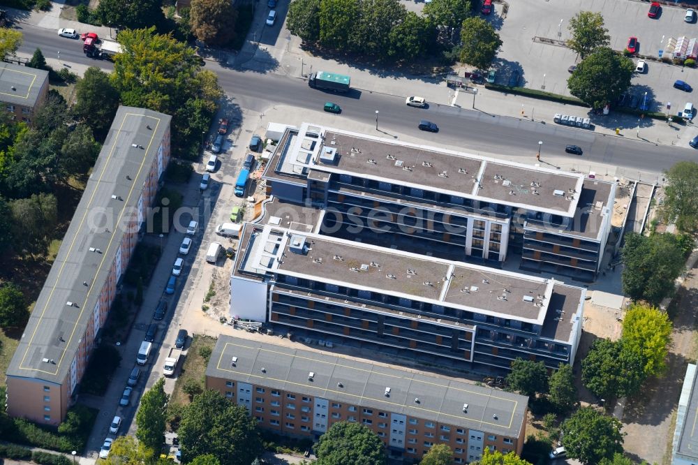 Aerial image Berlin - Construction site to build a new multi-family residential complex Balatonstrasse Ecke Volkradstrasse in the district Friedrichsfelde in Berlin
