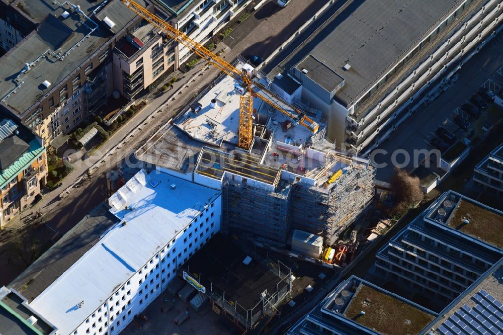 Hamburg from above - Construction site to build a new multi-family residential complex of Bauplan Nord GmbH & Co. KG on Warburgstrasse in Hamburg, Germany