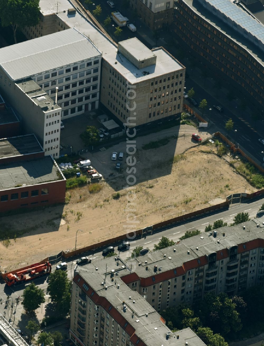 Berlin from the bird's eye view: Construction site to build a new multi-family residential complex Behrenstrasse - Wilhelmstrasse - Franzoesische Strasse in the district Mitte in Berlin, Germany