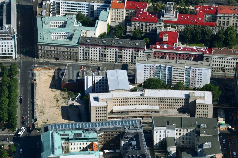 Aerial image Berlin - Construction site to build a new multi-family residential complex Behrenstrasse - Wilhelmstrasse - Franzoesische Strasse in the district Mitte in Berlin, Germany