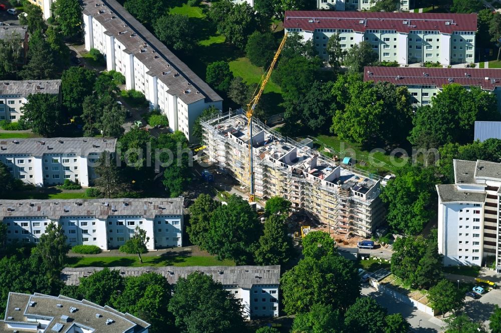 Aerial photograph Nürnberg - Construction site to build a new multi-family residential complex on Bernadottestrasse - Nansenstrasse - Ossietzkystrasse in the district Suendersbuehl in Nuremberg in the state Bavaria, Germany