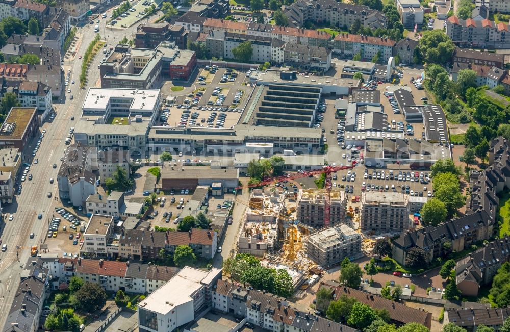 Aerial photograph Bochum - Construction site to build a new multi-family residential complex in Bochum in the state North Rhine-Westphalia