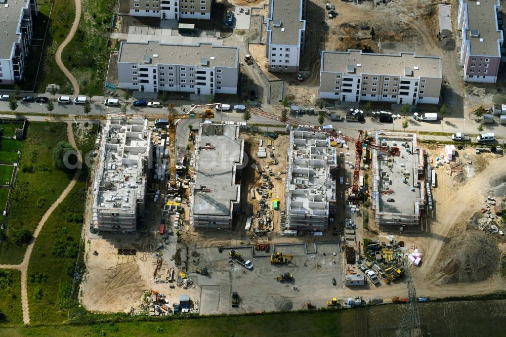 Aerial photograph Schönefeld - Construction site to build a new multi-family residential complex of Bonava Deutschland GmbH on Bertolt-Brecht-Allee in Schoenefeld in the state Brandenburg, Germany