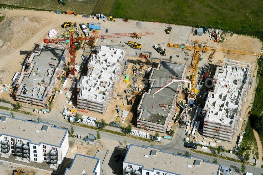 Aerial image Schönefeld - Construction site to build a new multi-family residential complex of Bonava Deutschland GmbH on Bertolt-Brecht-Allee in Schoenefeld in the state Brandenburg, Germany