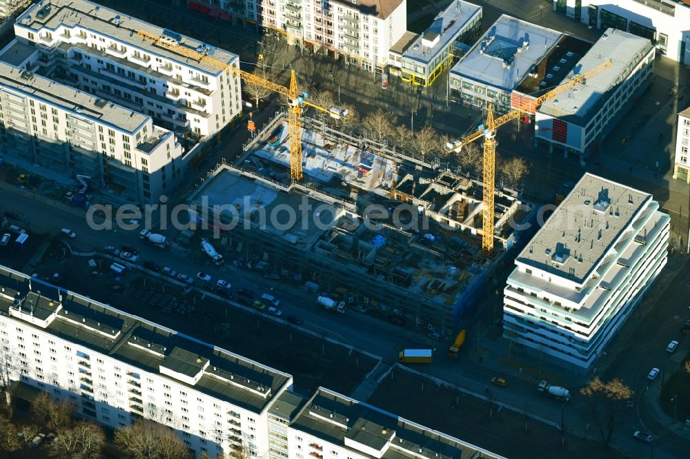 Aerial image Dresden - Construction site to build a new multi-family residential complex Boulevard am Wall II - Merkur 3 on Wallstrasse in the district Wilsdruffer Vorstadt in Dresden in the state Saxony, Germany