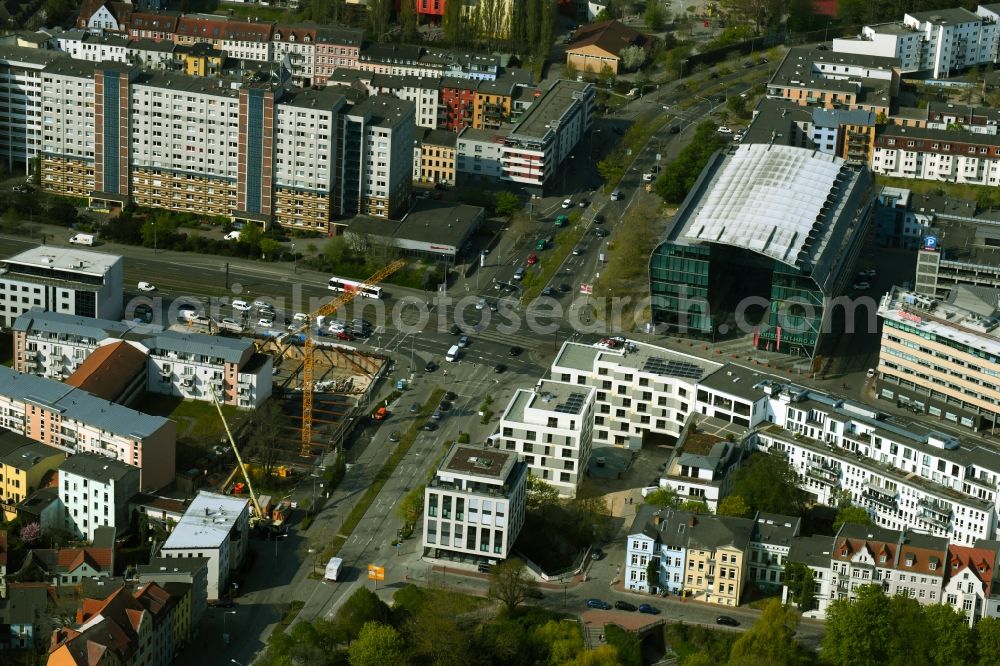 Rostock from the bird's eye view: Construction site to build a new multi-family residential complex of Bouwfonds IM Deutschland GmbH Am Voegenteich - August-Bebel-Strasse in Rostock in the state Mecklenburg - Western Pomerania, Germany