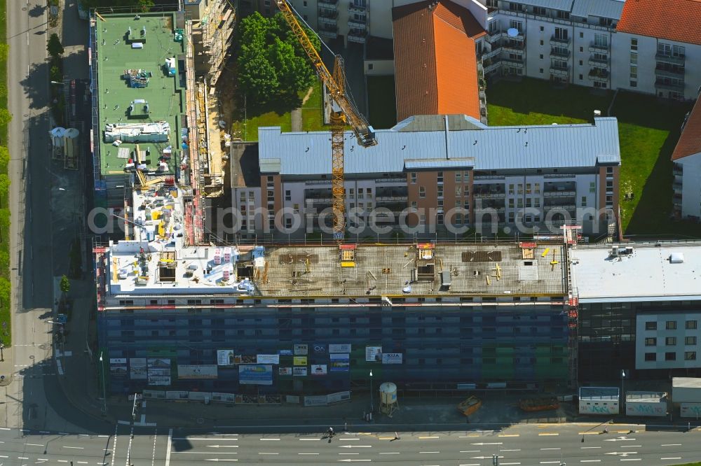 Rostock from above - Construction site to build a new multi-family residential complex of Bouwfonds IM Deutschland GmbH Am Voegenteich - August-Bebel-Strasse in Rostock in the state Mecklenburg - Western Pomerania, Germany