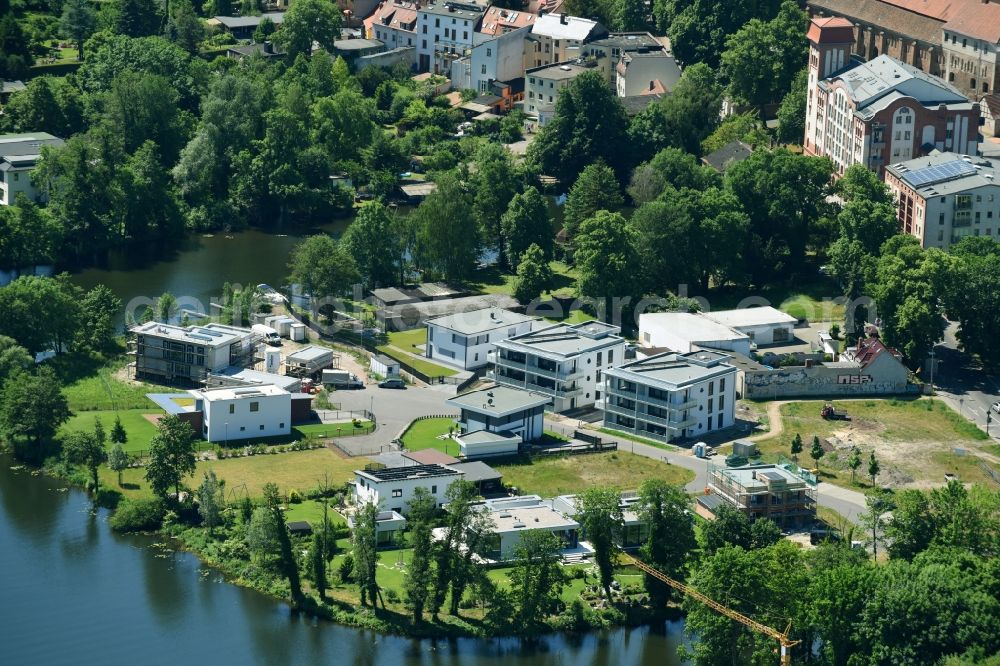 Aerial image Brandenburg an der Havel - Construction site to build a new multi-family residential complex along the Krakauer Str. in Brandenburg an der Havel in the state Brandenburg, Germany