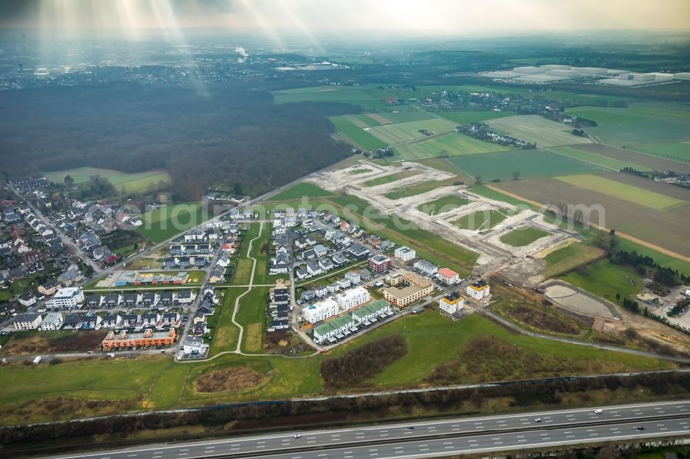 Brechten from above - Construction site to build a new multi-family residential complex Brechtener Heide in Brechten in the state North Rhine-Westphalia, Germany