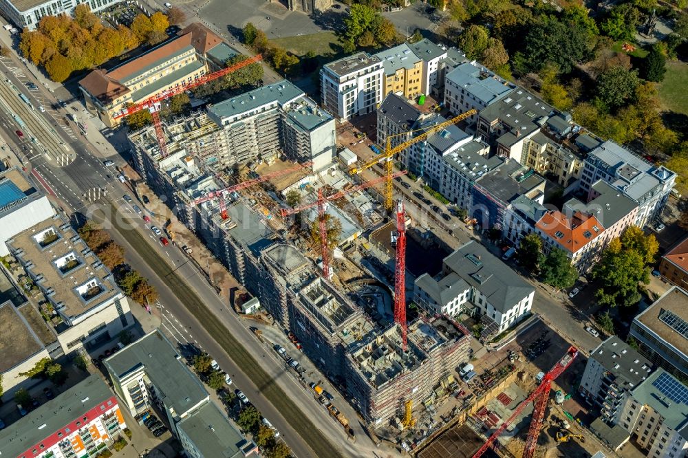 Aerial image Magdeburg - Construction site to build a new multi-family residential complex Breiter Weg - Danzstrasse in Magdeburg in the state Saxony-Anhalt, Germany