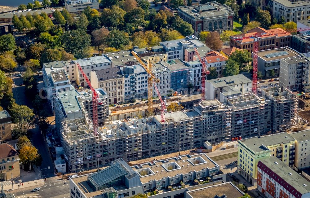 Aerial image Magdeburg - Construction site to build a new multi-family residential complex Breiter Weg - Danzstrasse in Magdeburg in the state Saxony-Anhalt, Germany