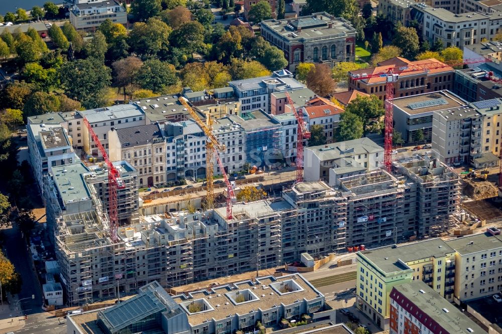 Aerial photograph Magdeburg - Construction site to build a new multi-family residential complex Breiter Weg - Danzstrasse in Magdeburg in the state Saxony-Anhalt, Germany