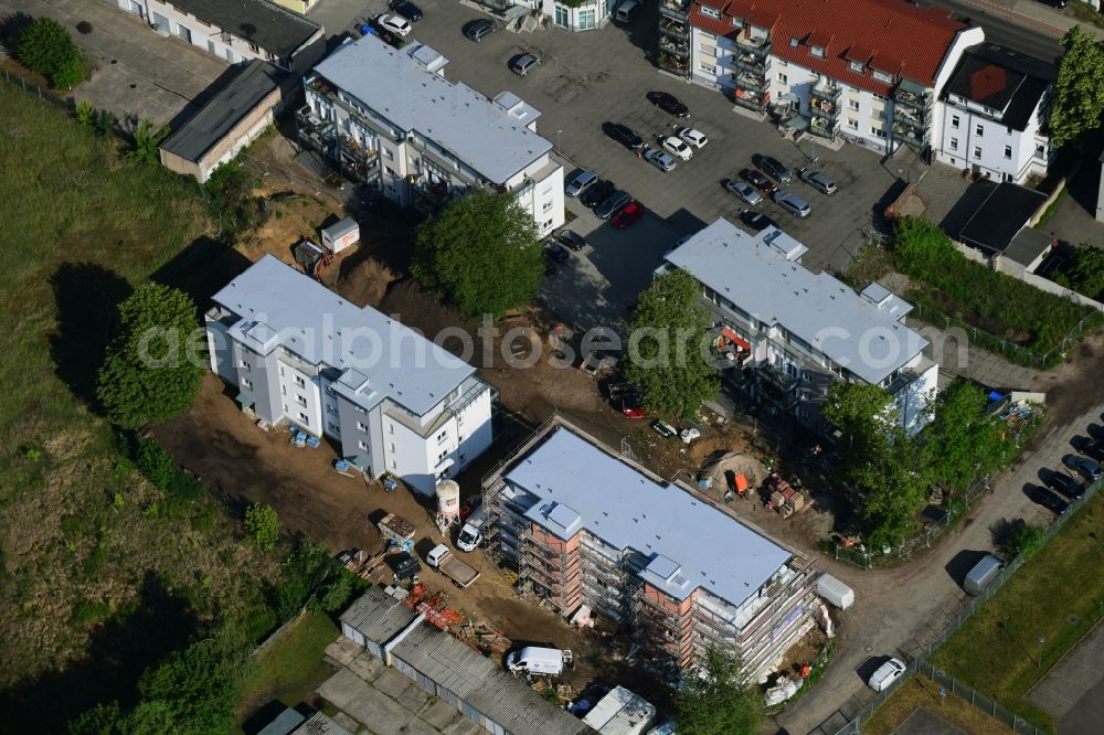 Aerial photograph Bernau - Construction site to build a new multi-family residential complex on Breitscheidstrasse in Bernau in the state Brandenburg, Germany