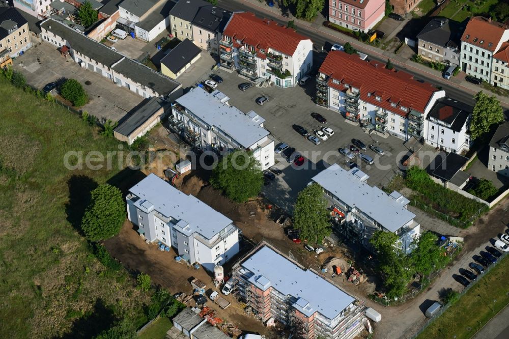 Bernau from above - Construction site to build a new multi-family residential complex on Breitscheidstrasse in Bernau in the state Brandenburg, Germany