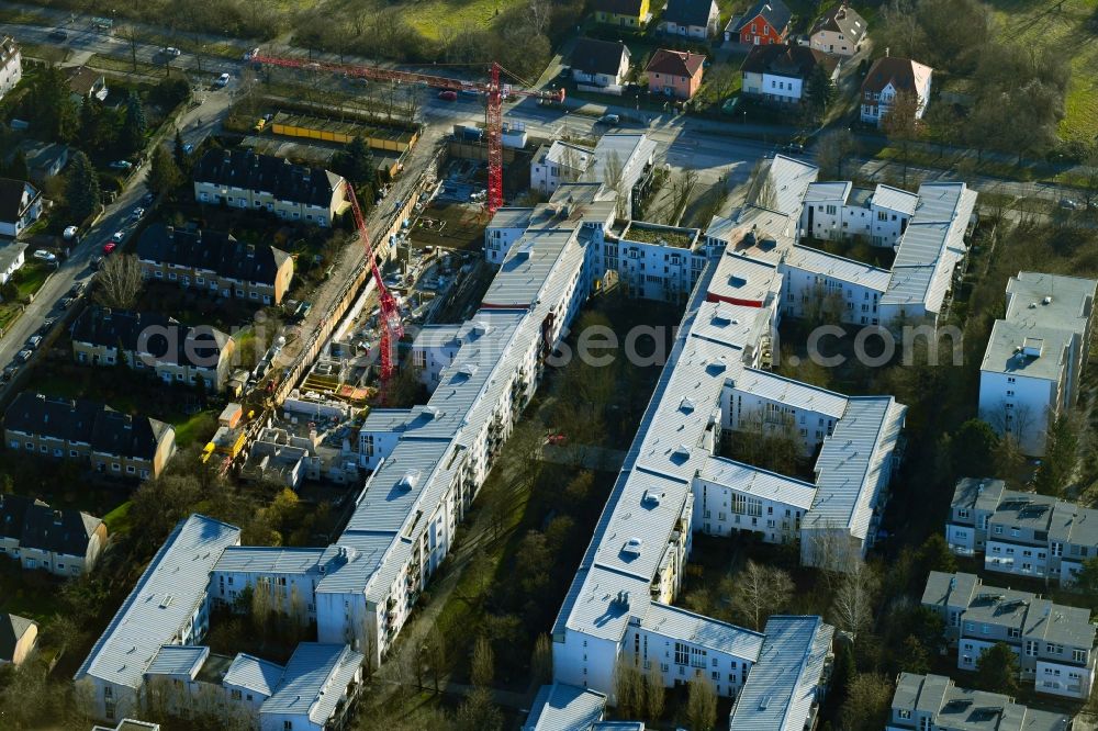 Berlin from above - Construction site to build a new multi-family residential complex Britzer Strasse in the district Mariendorf in Berlin, Germany