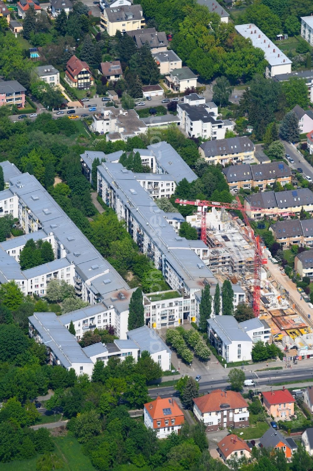 Aerial image Berlin - Construction site to build a new multi-family residential complex Britzer Strasse in the district Mariendorf in Berlin, Germany