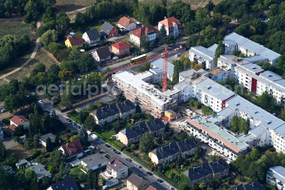 Aerial photograph Berlin - Construction site to build a new multi-family residential complex Britzer Strasse in the district Mariendorf in Berlin, Germany