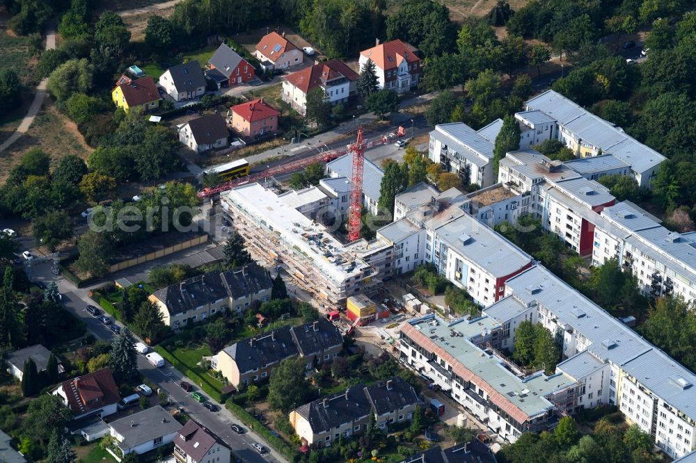 Berlin from above - Construction site to build a new multi-family residential complex Britzer Strasse in the district Mariendorf in Berlin, Germany