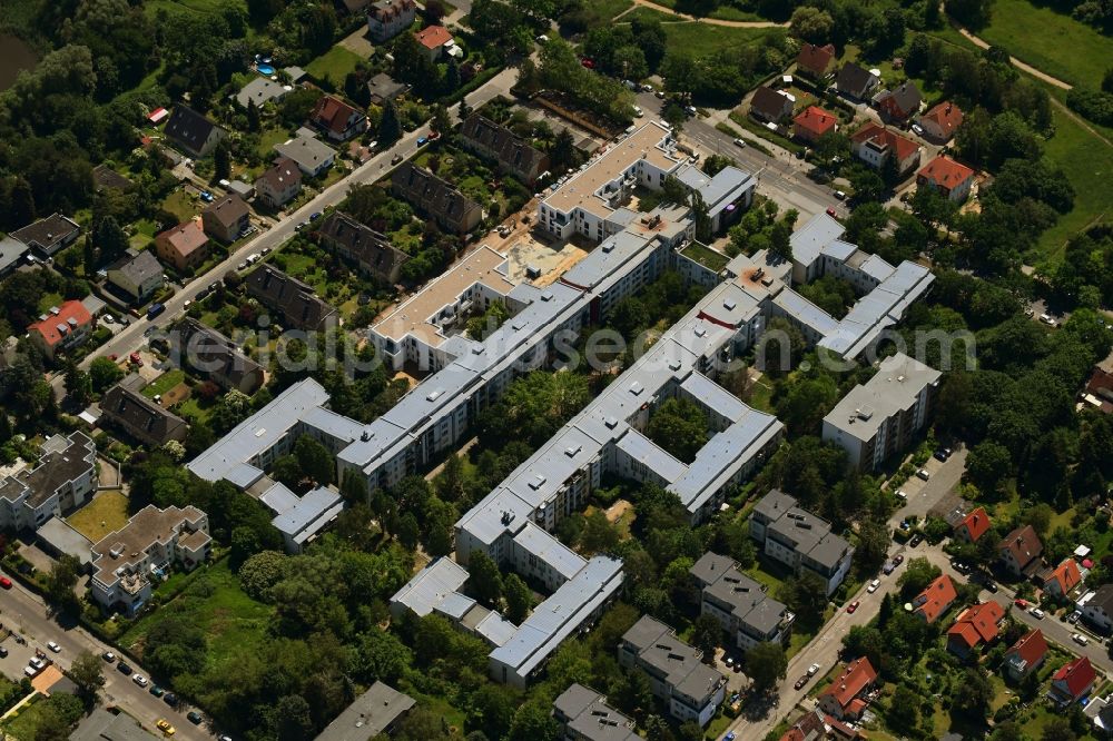 Aerial image Berlin - Construction site to build a new multi-family residential complex Britzer Strasse in the district Mariendorf in Berlin, Germany