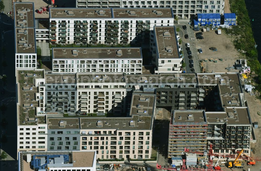 Berlin from the bird's eye view: Construction site to build a new multi-family residential complex Heidestrasse in the Europacity district Moabit in Berlin, Germany