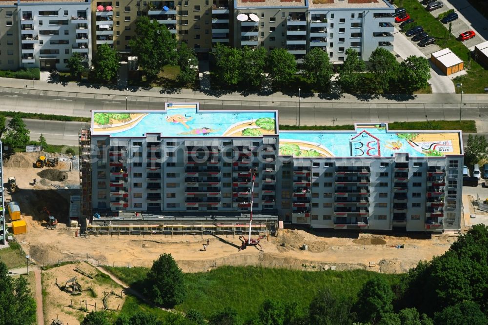 Berlin from above - Construction site to build a new multi-family residential complex on Cecilienstrasse in the district Biesdorf in Berlin, Germany