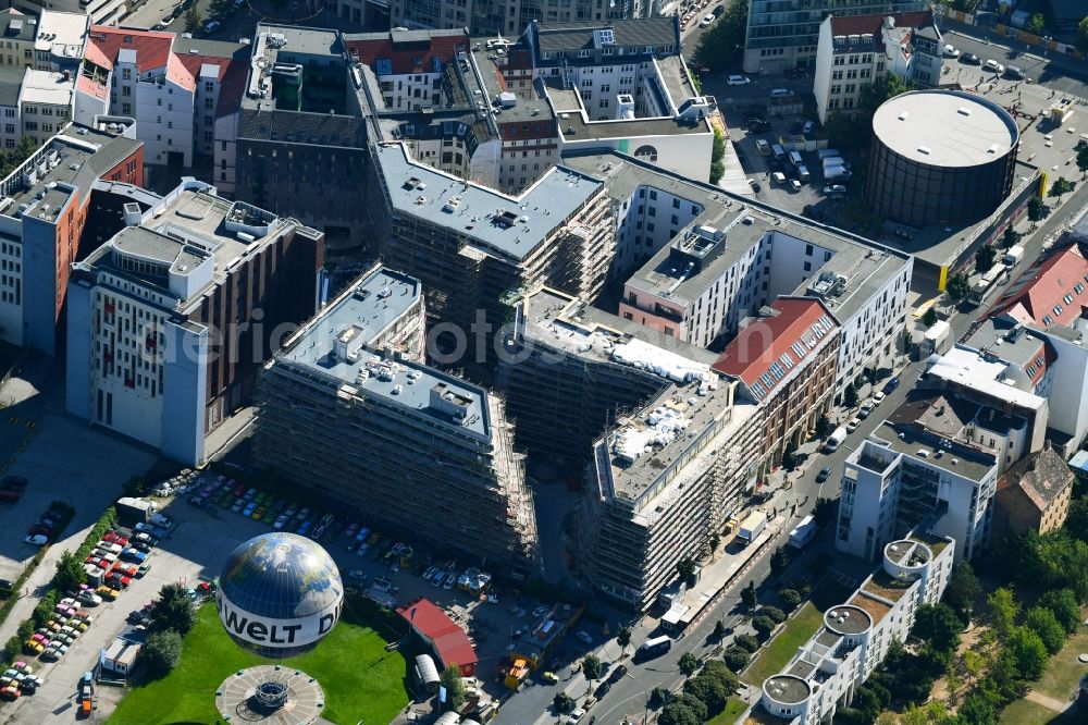 Aerial image Berlin - Construction site to build a new multi-family residential complex Charlie Livin of Trockland Management GmbH along the Zimmerstrasse and Mauerstrasse in the district Mitte in Berlin, Germany